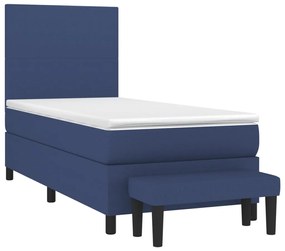 vidaXL Κρεβάτι Boxspring με Στρώμα Μπλε 100 x 200 εκ. Υφασμάτινο