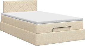 vidaXL Κρεβάτι Ottoman με στρώμα με κεφαλάρι Κρεμ 120 x 190 cm Ύφασμα