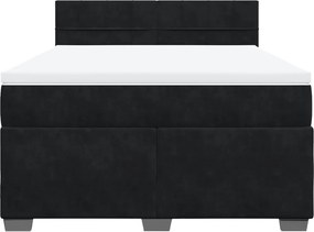 vidaXL Κρεβάτι Boxspring με Στρώμα Μαύρο 140x200 εκ. Βελούδινο