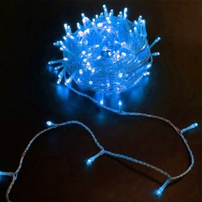 200 χριστουγεννιάτικα led mini λαμπάκια μπλε φως σταθερά και με πρόγραμμα διάφανο καλώδιο IP44