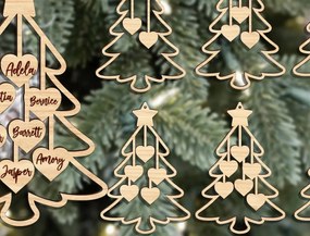 Σετ των 3 Intra απο ξύλο plywood 3mm-4mm πάχος 2024 Οικογενειακό Χριστουγεννιάτικο Στολίδι Δίασταση 8x8 cm INTRAFABR-111374024