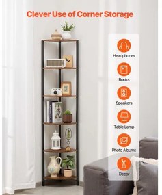 VEVOR 6 Tier Corner Shelf Tall Corner Stand with LED Light Narrow Display Rack