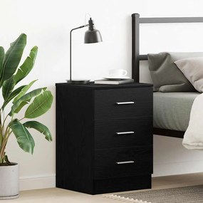 vidaXL Κομοδίνο Μαύρο Δρυς 38x35x55 εκ. από Τεχνητό Ξύλο