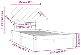 vidaXL Πλαίσιο Κρεβατιού Καφέ Μελί 100 x 200 εκ. από Μασίφ Ξύλο