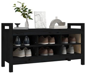 vidaXL Παγκάκι Χολ Μαύρο 110x40x60 εκ. από Μασίφ Ξύλο Πεύκου