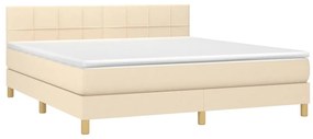 vidaXL Κρεβάτι Boxspring με Στρώμα &amp; LED Κρεμ 160x200 εκ. Υφασμάτινο