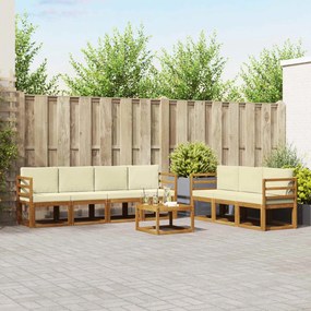 vidaXL Σειρά Καναπέ Εξωτερικού 8 pcs Φυσικό και Κρέμα