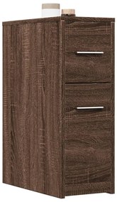 vidaXL Ντουλάπι Μπάνιου Στενό με Ροδάκια Καφέ Δρυς Επεξ. Ξύλο