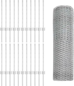 vidaXL Εξαγωνική Φράχτη με Στύλο 50 x 0,6 μ Γαλβανισμένος Χάλυβας
