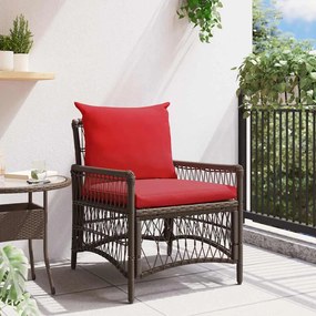 vidaXL Καρέκλα κήπου  με μαξιλάρια, καφέ, 60x70x78 εκ, πολυ ράτταν.