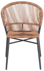 Καρέκλα LYNN C6267.01 Αλουμινίου Ανθρακί με P.E. Rattan Φυσικό 57x61x79Υ εκ. 57x61x79 εκ.