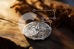Intra Συλλεκτικό Ξύλινο Παζλ Plywood  4mm - Ασημένιο νόμισμα σε παλιό κομμάτι ξύλου Σε Ξύλινο Κουτί - Διαστάσεις: 10x10 cm – 25 κομμάτια