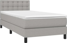 vidaXL Κρεβάτι Boxspring με Στρώμα Ανοιχτό Γκρι 100x200 εκ. Υφασμάτινο
