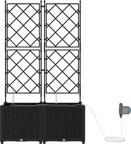 vidaXL Γλάστρα Κήπου 2 τμχ. Μαύρο 80 x 40 x 142 cm PP