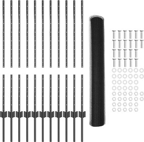 vidaXL Εξαγωνική Φράχτη με Στύλο 25 x 1 m PVC-Επικαλυμμένο Ατσάλι Γκρι