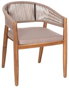 OUTDOOR DINING CHAIR NAVAN  ACACIA WOOD IN NATURAL-NYLON ROPE IN BEIGE 59x58x76Hcm.