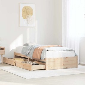vidaXL Σκελετός Κρεβατιού Φυσικό 75 x 190 cm Solid Pine Wood