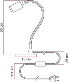 Επιτραπέζιο Σποτ MAG-Y με Εύκαμπτο Βραχίονα Flex Tube Μπρονζέ