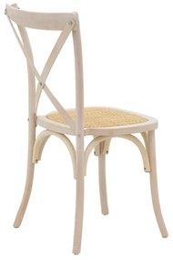 Καρέκλα Dylon pakoworld white wash ξύλο οξιάς-έδρα φυσικό rattan 48x52x89εκ