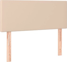 vidaXL Κρεβάτι Boxspring με Στρώμα Καπουτσίνο 90x200εκ.από Συνθ. Δέρμα