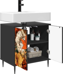 vidaXL Ντουλάπι Μπάνιου GENNEP Μαύρη Δρυς 60 x 40 x 61 εκ
