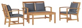 vidaXL Σετ Καναπέ Κήπου 4 pcs Φυσικό Στερεό Ξύλο Τίκ