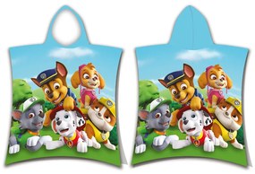 Παιδικό Πόντσο Βαμβακερό Βελούδινο Paw Patrol 320gsm - 50 x 115 cm - Τυρκουάζ - Borea