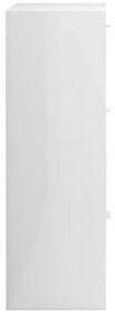 Ραφιέρα με Ντουλάπια Γυαλιστ. Λευκό 60x29,5x90 εκ. Μοριοσανίδα - Λευκό