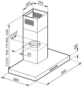 Απορροφητήρας Pyramis Agilo 90 εκ.