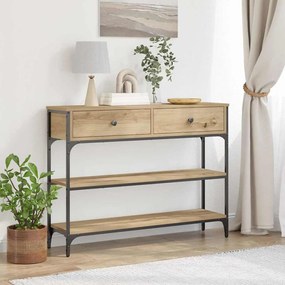 vidaXL Τραπέζι Συγκέντρωσης Δρυός 100x25x75 εκ Επεξεργασμένο Ξύλο &amp; Χάλυβας