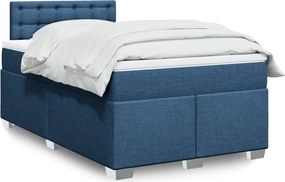 vidaXL Κρεβάτι Boxspring με Στρώμα Μπλε 120x200 εκ. Υφασμάτινο