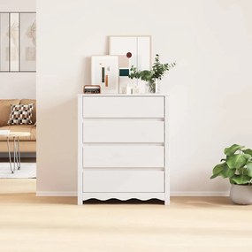 vidaXL Κομοδίνο με συρτάρι Λευκό 76.5 x 40 x 91 εκ Μασίφ ξύλο πεύκου