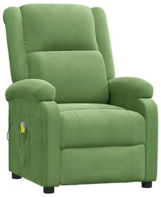 vidaXL Πολυθρόνα Μασάζ Ανοιχτό Πράσινο Βελούδινη