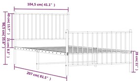 Πλαίσιο Κρεβατιού με Κεφαλάρι&amp;Ποδαρικό Λευκό 100x200εκ. Μέταλλο - Λευκό