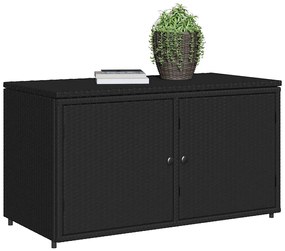 vidaXL Ντουλάπι Αποθήκευσης Κήπου Μαύρο 110x55,5x60,5 εκ. Συνθ. Ρατάν