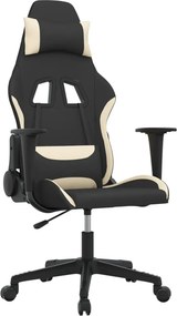 vidaXL Καρέκλα Gaming Μαύρη και Κρεμ Υφασμάτινη