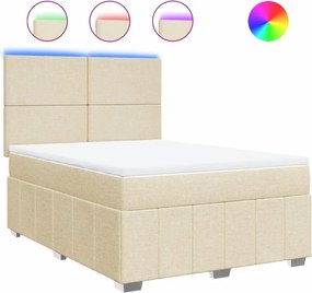 vidaXL Κρεβάτι Boxspring με Στρώμα Κρεμ 160x200 εκ. Υφασμάτινο