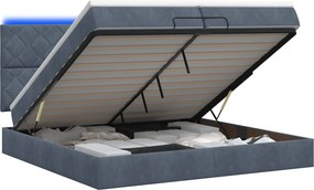 vidaXL Κρεβάτι Ottoman με Στρώμα και LED Σκούρο Γκρι 200 x 200 cm