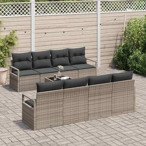 vidaXL Σετ Καναπέ με μαξιλάρι 7 pcs Γκρι συνθετικό ρατάν