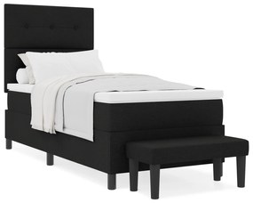 vidaXL Κρεβάτι Box Spring με Στρώμα & Έδρα Μαύρο 90x200 εκ. Ύφασμα
