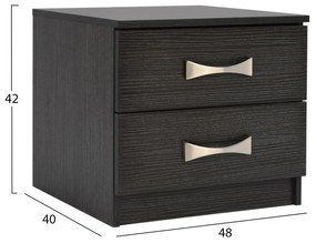 Κομοδίνο με 2 συρτάρια και χερούλι ASHLYN Zebrano 48x40x42Y εκ. 48x40x42 εκ.
