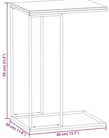 vidaXL Τραπέζι Βοηθητικό Μαύρο 40x30x59 εκ. από Επεξεργασμένο Ξύλο