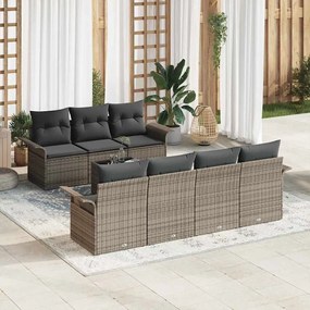 vidaXL Σετ Καναπέ για τον Κήπο 8 Τεμαχίων με Γκρι Μαξιλάρια από Πολυ Ράτταν
