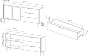 Μπουφές Luminus 2D3S-Cashmere - 191.30Χ39.30Χ61.60cm