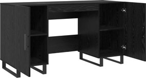 vidaXL Γραφείο με ράφι Μαύρη δρυς 140 x 50 x 75 εκ. Επεξεργασμένο ξύλο