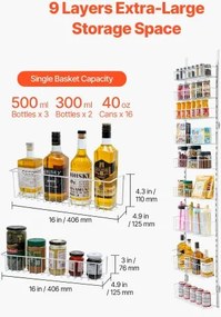 VEVOR 9-Tier Over the Door Pantry Organizer Hanging Storage Rack Adjustable