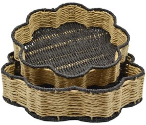 Διακοσμητικοί Δίσκοι (Σετ 2Τμχ) 834549 30x7/35x7cm Natural-Black Ankor Σχοινί