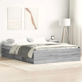 vidaXL Πλαίσιο Κρεβατιού Γκρι Sonoma 140 x 200 εκ.