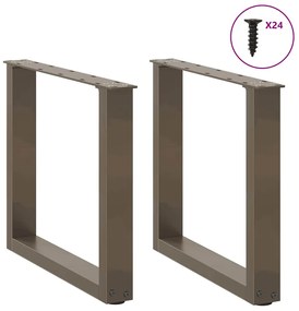 vidaXL Πόδια Τραπεζιού Σαλονιού σε Σχήμα U 2 τεμ. από Φυσικό Ατσάλι 50x(42-43) εκ. Ατσάλι