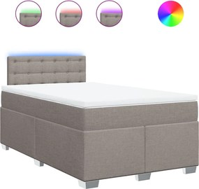 vidaXL Κρεβάτι Boxspring με Στρώμα Taupe 120x190 εκ. Υφασμάτινο